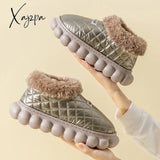 Xajzpa - Winter Women Men Waterproof Child Slippers Warm Non-Slip Plush Stepped Cotton Alphabet