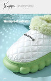 Xajzpa - Winter Women Men Waterproof Child Slippers Warm Non-Slip Plush Stepped Cotton Alphabet