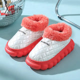 Xajzpa - Winter Women Men Waterproof Child Slippers Warm Non-Slip Plush Stepped Cotton Alphabet