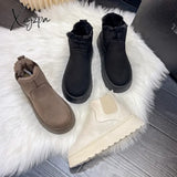 Xajzpa - Winter Women Snow Boots Plush Warm Non Slip Waterproof Ladies Flats Sneakers Casual On