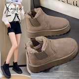 Xajzpa - Winter Women Snow Boots Plush Warm Non Slip Waterproof Ladies Flats Sneakers Casual On