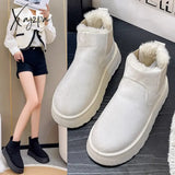 Xajzpa - Winter Women Snow Boots Plush Warm Non Slip Waterproof Ladies Flats Sneakers Casual On