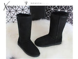 Xajzpa - Winter Women’s Knee-High Sheepskin Snow Boots Size 43 44 Natural Real Wool Sheep Fur