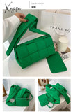 Xajzpa - Winter Woven Cotton Women Crossbody Bag Designer Down Padded Shoulder Bags For Brands