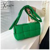 Xajzpa - Winter Woven Cotton Women Crossbody Bag Designer Down Padded Shoulder Bags For Brands