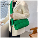 Xajzpa - Winter Woven Cotton Women Crossbody Bag Designer Down Padded Shoulder Bags For Brands