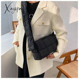 Xajzpa - Winter Woven Cotton Women Crossbody Bag Designer Down Padded Shoulder Bags For Brands