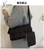 Xajzpa - Winter Woven Cotton Women Crossbody Bag Designer Down Padded Shoulder Bags For Brands