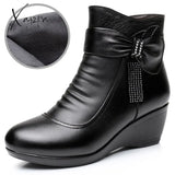 Xajzpa - Woman Ankle Boots Warm Plush Wedge Boots For Women Casual Shoes Non-Slip Waterproof