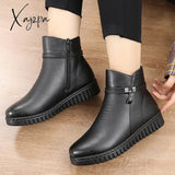 Xajzpa - Woman Ankle Boots Warm Plush Wedge Boots For Women Casual Shoes Non-Slip Waterproof