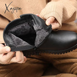 Xajzpa - Woman Ankle Boots Warm Plush Wedge Boots For Women Casual Shoes Non-Slip Waterproof