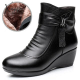 Xajzpa - Woman Ankle Boots Warm Plush Wedge Boots For Women Casual Shoes Non-Slip Waterproof