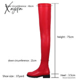 Xajzpa - Woman Booties Women Over The Knee Thigh High Boots Vintage Pu Leather Shoe Chaussures