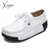 Xajzpa - Woman Breathable Leather Lace-Up Sneakers Women Fashion Black Soft Casual Shoes Female