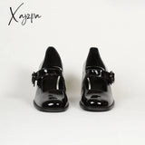 Xajzpa - Woman¡®S 2023 New Mary Janes Shoes Genuine Leather Shallow Square Heel Pumps Buckle