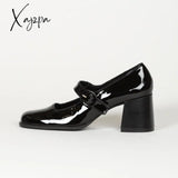 Xajzpa - Woman¡®S 2023 New Mary Janes Shoes Genuine Leather Shallow Square Heel Pumps Buckle