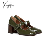 Xajzpa - Woman¡®S 2023 New Mary Janes Shoes Genuine Leather Shallow Square Heel Pumps Buckle