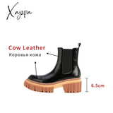 Xajzpa - Woman‘s Chelsea Boots Black Genuine Leather Pointed To New Autumn Winter Ankle High Heel