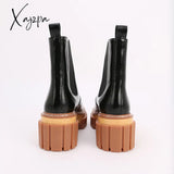 Xajzpa - Woman‘s Chelsea Boots Black Genuine Leather Pointed To New Autumn Winter ANKLE Boots High Heel Black Platform Shoe