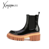 Xajzpa - Woman‘s Chelsea Boots Black Genuine Leather Pointed To New Autumn Winter Ankle High Heel