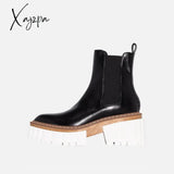 Xajzpa - Woman‘s Chelsea Boots Black Genuine Leather Pointed To New Autumn Winter Ankle High Heel