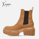 Xajzpa - Woman‘s Chelsea Boots Black Genuine Leather Pointed To New Autumn Winter Ankle High Heel