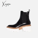 Xajzpa - Woman‘s Chelsea Boots Black Genuine Leather Pointed To New Autumn Winter Ankle High Heel