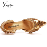 Xajzpa - Woman’s High Heels Female Single Sandals Gold Elegant 7Cm Pointed Toe Stiletto Bride