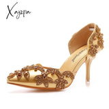 Xajzpa - Woman’s High Heels Female Single Sandals Gold Elegant 7Cm Pointed Toe Stiletto Bride