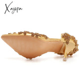 Xajzpa - Woman’s High Heels Female Single Sandals Gold Elegant 7Cm Pointed Toe Stiletto Bride