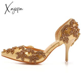 Xajzpa - Woman’s High Heels Female Single Sandals Gold Elegant 7Cm Pointed Toe Stiletto Bride