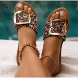 Xajzpa - Woman’s Shoes Women Metal Decoration Slippers Summer Outdoor Flat Beach Fashion Square