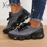 Xajzpa - Women Athletic Sneakers Running Shoes Breathable Knit Walking Black / 5