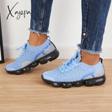 Xajzpa - Women Athletic Sneakers Running Shoes Breathable Knit Walking Blue / 5