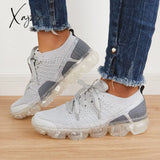 Xajzpa - Women Athletic Sneakers Running Shoes Breathable Knit Walking Gray / 5