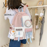 Xajzpa - Women Backpack Nylon Waterproof Schoolbag For Teenage College Style Pure Color Girls