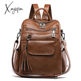 Xajzpa - Women Backpack Pu Leather Fashion Casual Tassel Bags High Quality Female Shoulder Bag