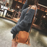 Xajzpa - Women Bag Fashion Scrub Bucket Vintage Tassel Messenger High Quality Retro Shoulder Simple