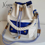 Xajzpa - Women Bag Fashion Shoulder Japanes Style Drawstring Bucket Canvas Lady Handbag Messenger