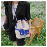 Xajzpa - Women Bag Fashion Shoulder Japanes Style Drawstring Bucket Canvas Lady Handbag Messenger