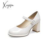 Xajzpa - Women Basto Vintage Chunky Heel White Mary Jane Cream / Eu 34 | Us 4