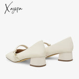 Xajzpa - Women Basto Vintage Low Chunky Heel Mary Jane