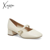 Xajzpa - Women Basto Vintage Low Chunky Heel Mary Jane