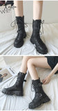 Xajzpa - Women Boots New Lace-Up Platform Shoes Leather British Short Ladies Ankle Fashion