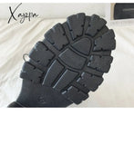 Xajzpa - Women Boots New Lace-Up Platform Shoes Leather British Short Ladies Ankle Fashion