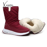 Xajzpa - Women Boots Non-Slip Waterproof Winter Ankle Snow Platform Shoes With Thick Fur Botas