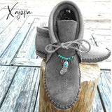 Xajzpa - Women Boots Sewing Flat Lace-Up Ankle Autumn Fashion Retro Pendant Short Woman Shoes Gray