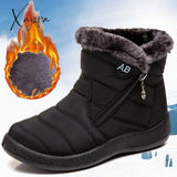 Xajzpa - Women Boots Super Warm Winter Shoes For Ankle Waterproof Snow Botas Mujer Short Black Low