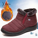 Xajzpa - Women Boots Super Warm Winter Shoes For Ankle Waterproof Snow Botas Mujer Short Black Low