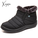 Xajzpa - Women Boots Super Warm Winter Shoes For Ankle Waterproof Snow Botas Mujer Short Black Low